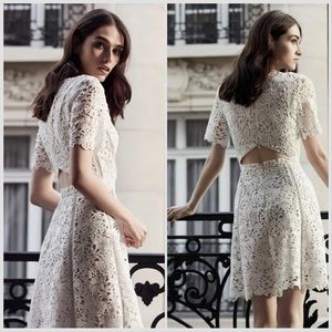 Reiss Eleania White Lace Crochet Open Back Dress sz 4
